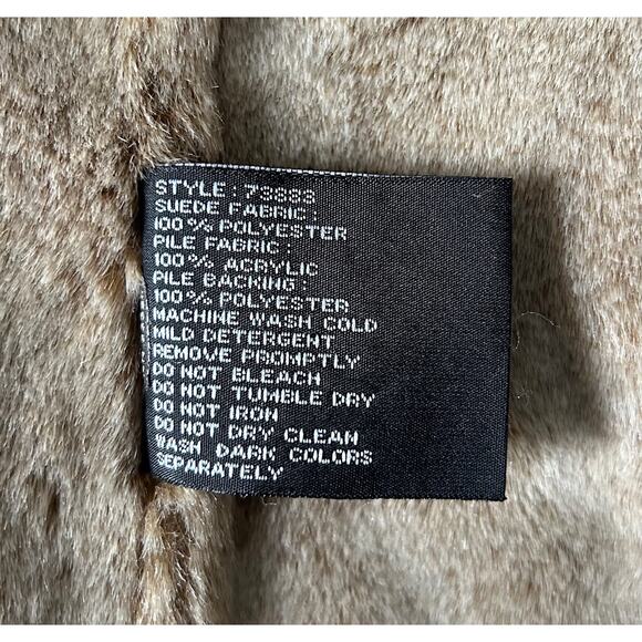 Aeros Women’s Size Medium High End Tan Vegan Suede Shearling Coat‎ - Picture 7 of 7